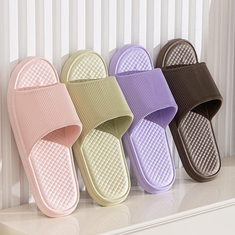 Summer Slipper Indoor House Shoes For Men Women Couples Solid Color Rhombus Striped Non-slip Bathroom Slippers - EX-STOCK CANADA