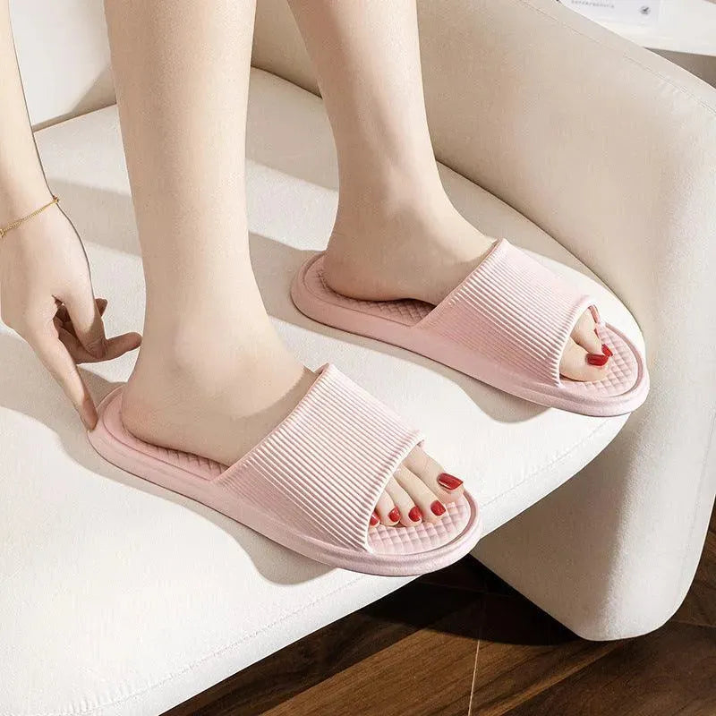 Summer Slipper Indoor House Shoes For Men Women Couples Solid Color Rhombus Striped Non-slip Bathroom Slippers - EX-STOCK CANADA