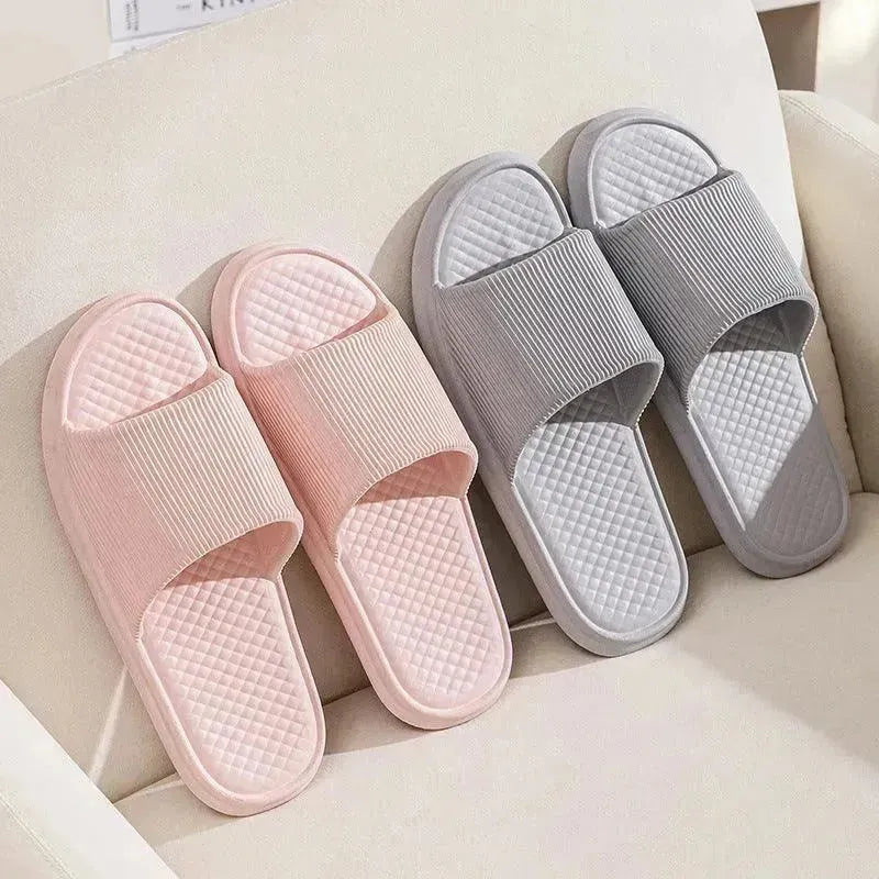 Summer Slipper Indoor House Shoes For Men Women Couples Solid Color Rhombus Striped Non-slip Bathroom Slippers - EX-STOCK CANADA