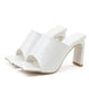 Summer Spring Plain Thick High Heel Slide Slippers Sandals. - EX-STOCK CANADA