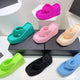 Summer Square Heel Rubber Plain Color Women's Flip Flop Slippers - EX-STOCK CANADA