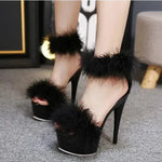 Super High Heel Plush Sandals Women's Thin Heel - EX-STOCK CANADA