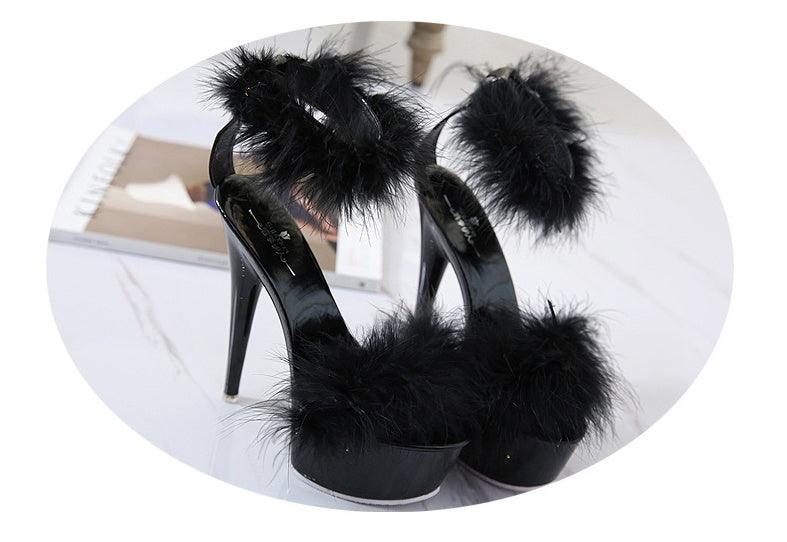 Super High Heel Plush Sandals Women's Thin Heel - EX-STOCK CANADA