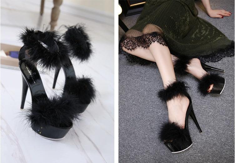 Super High Heel Plush Sandals Women's Thin Heel - EX-STOCK CANADA