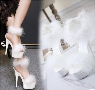 Super High Heel Plush Sandals Women's Thin Heel - EX-STOCK CANADA