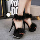 Super High Heel Plush Sandals Women's Thin Heel - EX-STOCK CANADA