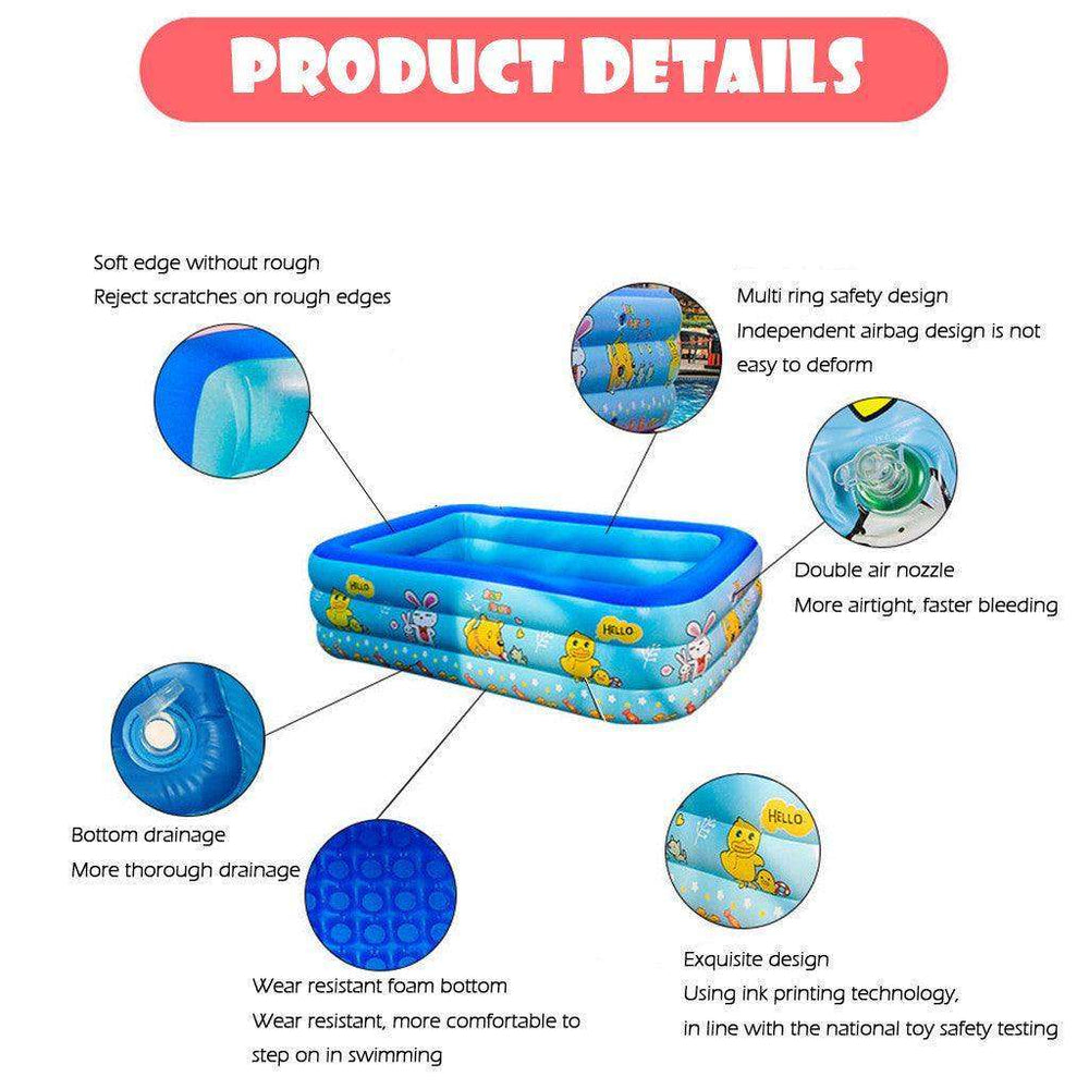 Swimming Pool Thickened, Full-Sized Above Ground Kiddle Family Lounge Inflatable Pool for Adult, Kids, Toddlers, Infant, Blow Up for Backyard, Garden, Party - EX-STOCK CANADA