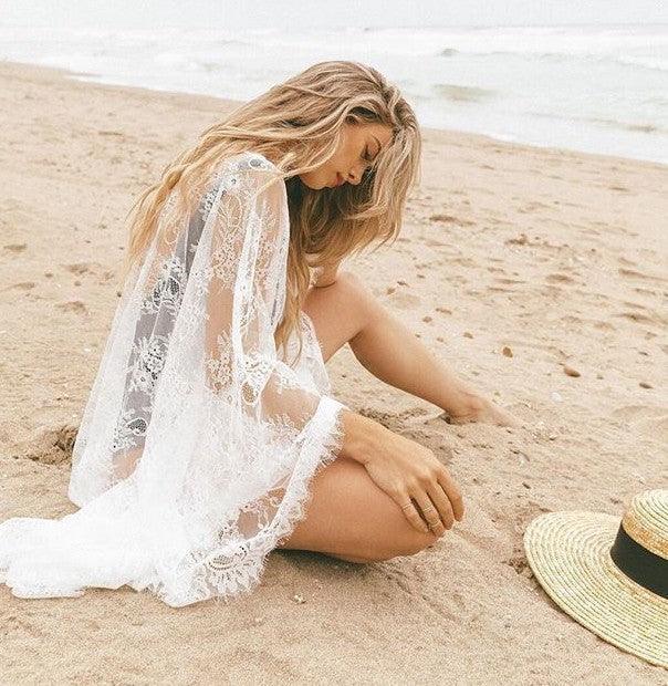 Swimsuit Lace Vacation Beach Blouse Bikini Sunscreen Wear - EX-STOCK CANADA