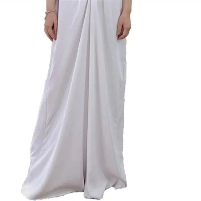 Temperament commute Middle East Arab Dubai Abaya Dress White Sleeveless Pleated Bottoming Vest Lined Dress - EX-STOCK CANADA