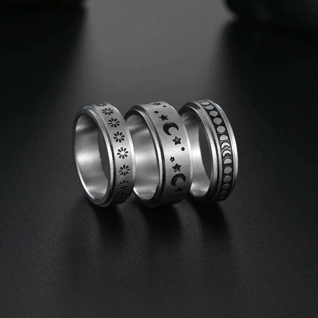 The Stars And The Moon Rotating Titanium Steel Women Ring - EX-STOCK CANADA