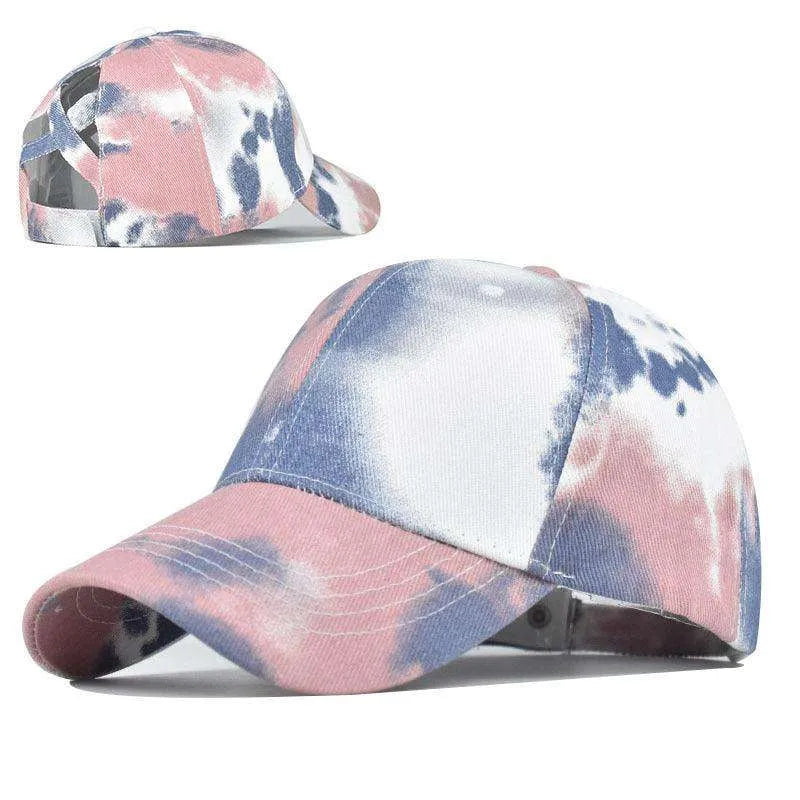 Tie-Dye Hat Pure Cotton Sun Visors Ponytail Cap - EX-STOCK CANADA