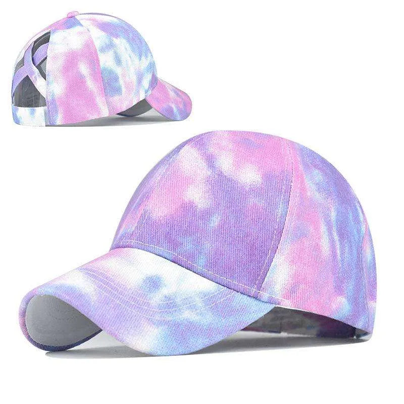 Tie-Dye Hat Pure Cotton Sun Visors Ponytail Cap - EX-STOCK CANADA