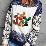 Tie-dyed Leopard Splicing Round Neck Sweater - EX-STOCK CANADA