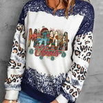 Tie-dyed Leopard Splicing Round Neck Sweater - EX-STOCK CANADA