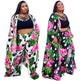 Trendy European and American Ruffle Sleeve Women's Printed Pants Coat Set - EX-STOCK CANADA