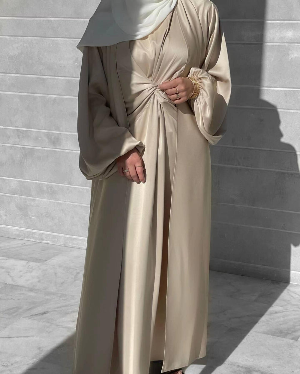 Turkey Dubai Fashion Solid Color Two-piece Set Dress Cardigan Suit - EX-STOCK CANADA