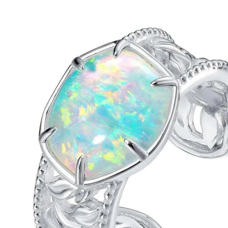 Unique and Simple Geometric Opal S925 Sterling Silver Ring - EX-STOCK CANADA