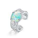 Unique and Simple Geometric Opal S925 Sterling Silver Ring - EX-STOCK CANADA