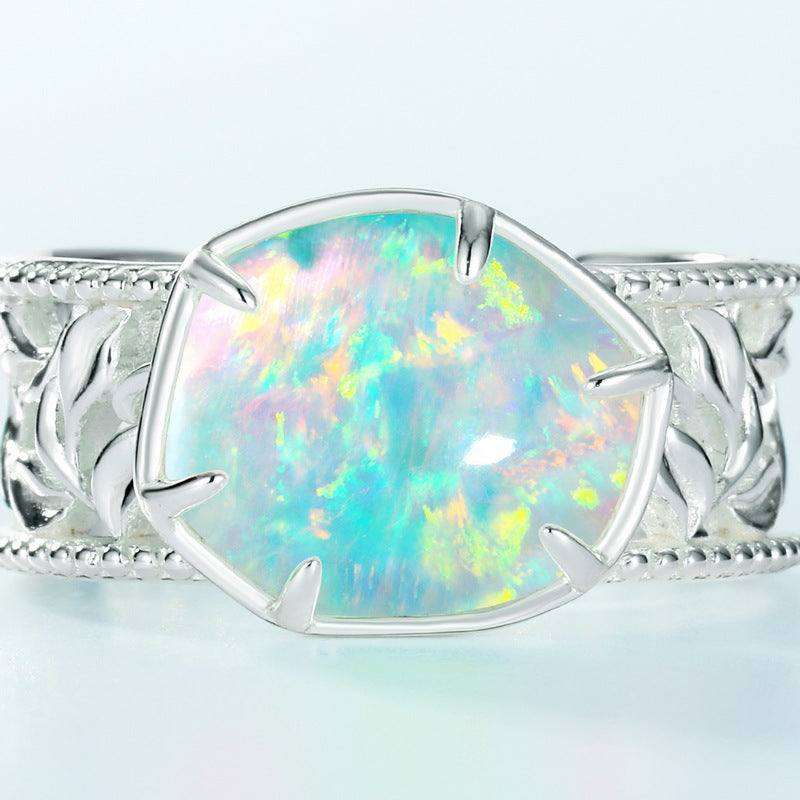 Unique and Simple Geometric Opal S925 Sterling Silver Ring - EX-STOCK CANADA