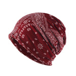 Unisex Autumn Windproof Earmuff Head Cashew Flower Print Pile Hood Hat - EX-STOCK CANADA