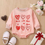 Unisex Baby's Valentine's Day Three Series Of Love Long-sleeved Triangle Rompers - EX-STOCK CANADA