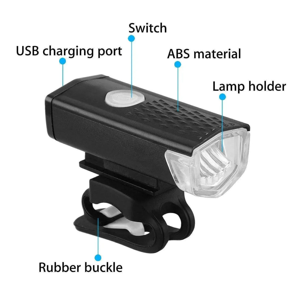 USB Rechrg LED Bike Headlt Front Rear Lamp Cycling - EX-STOCK CANADA