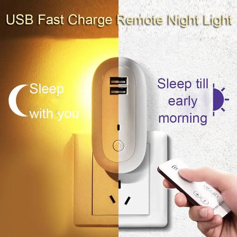 USB Remote Control Wall Lamp Timing Dimming Night Light Simple Bedroom Living Room Corridor LED Wall Lamp Socket - EX-STOCK CANADA