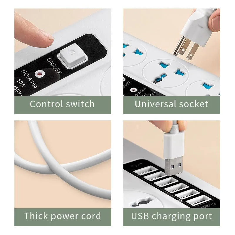 USB Universal Hole Plug Smart Power Strip and Surge Suppressor - EX-STOCK CANADA