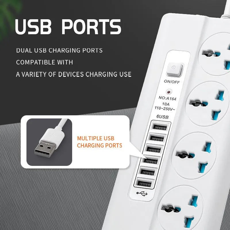 USB Universal Hole Plug Smart Power Strip and Surge Suppressor - EX-STOCK CANADA