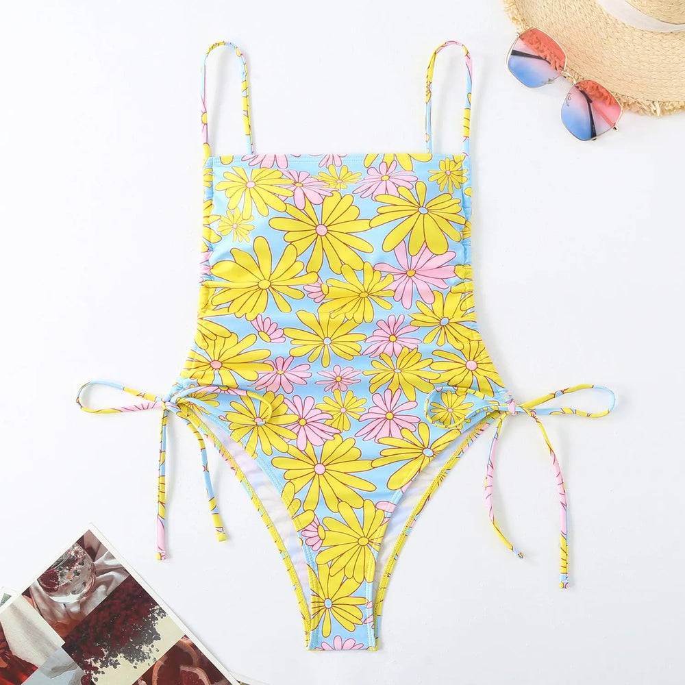 Vacation Style Drawstring Slimming Sexy One Piece Swimsuit - EX-STOCK CANADA