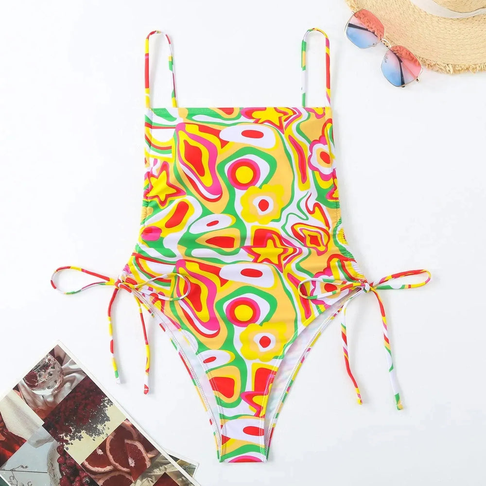 Vacation Style Drawstring Slimming Sexy One Piece Swimsuit - EX-STOCK CANADA