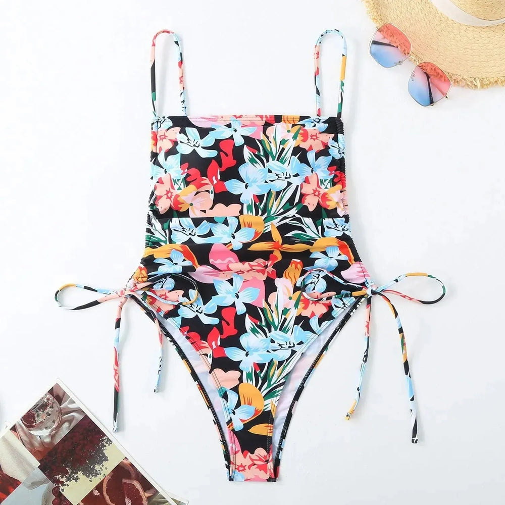 Vacation Style Drawstring Slimming Sexy One Piece Swimsuit - EX-STOCK CANADA