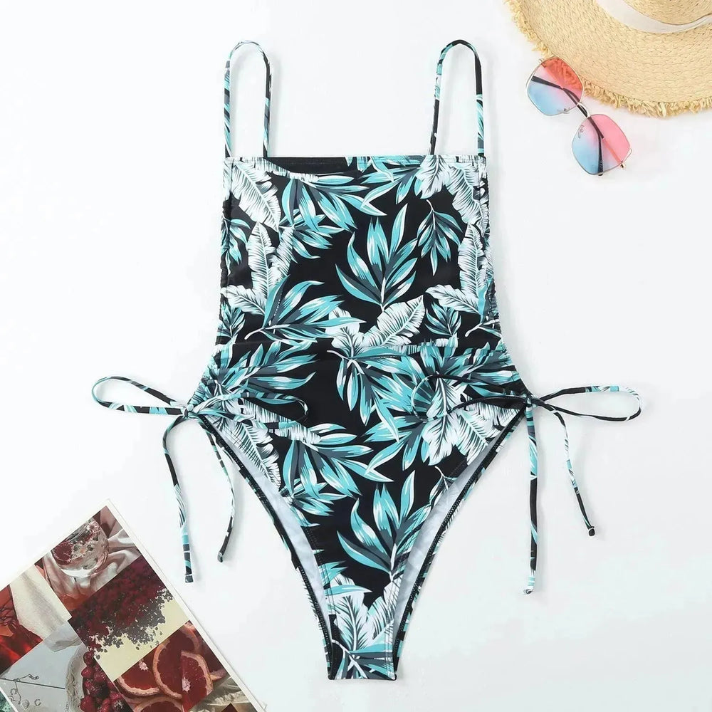 Vacation Style Drawstring Slimming Sexy One Piece Swimsuit - EX-STOCK CANADA