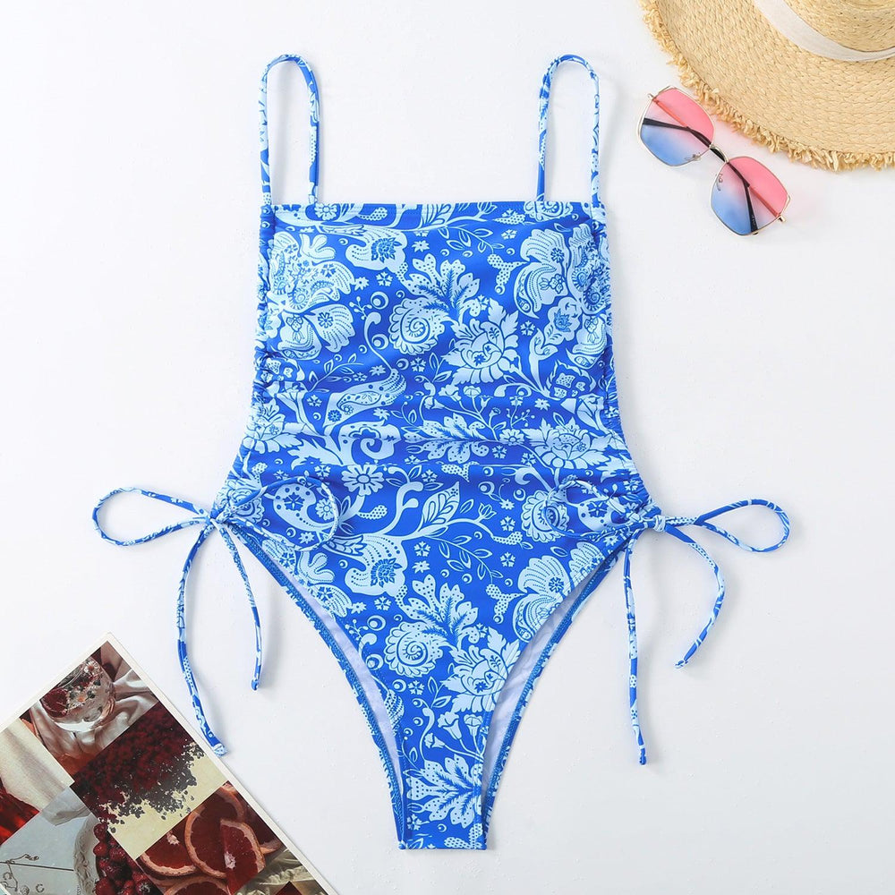 Vacation Style Drawstring Slimming Sexy One Piece Swimsuit - EX-STOCK CANADA
