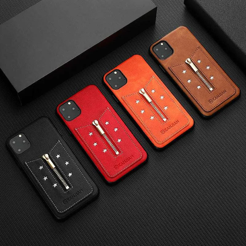 Variety of Mobile Model's Anti Fingerprint Zipper Elegant Phone Case - EX-STOCK CANADA