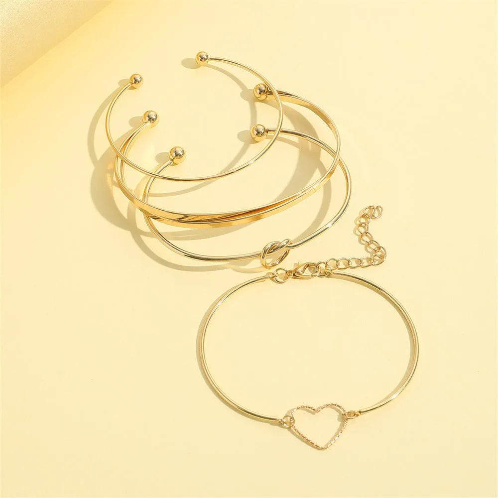 Vintage Gold Crystal Heart Letter Love Bangle Bracelet For Women Fashion Multi-layer Geometric Charm Bracelets Jewelry Gifts - EX-STOCK CANADA