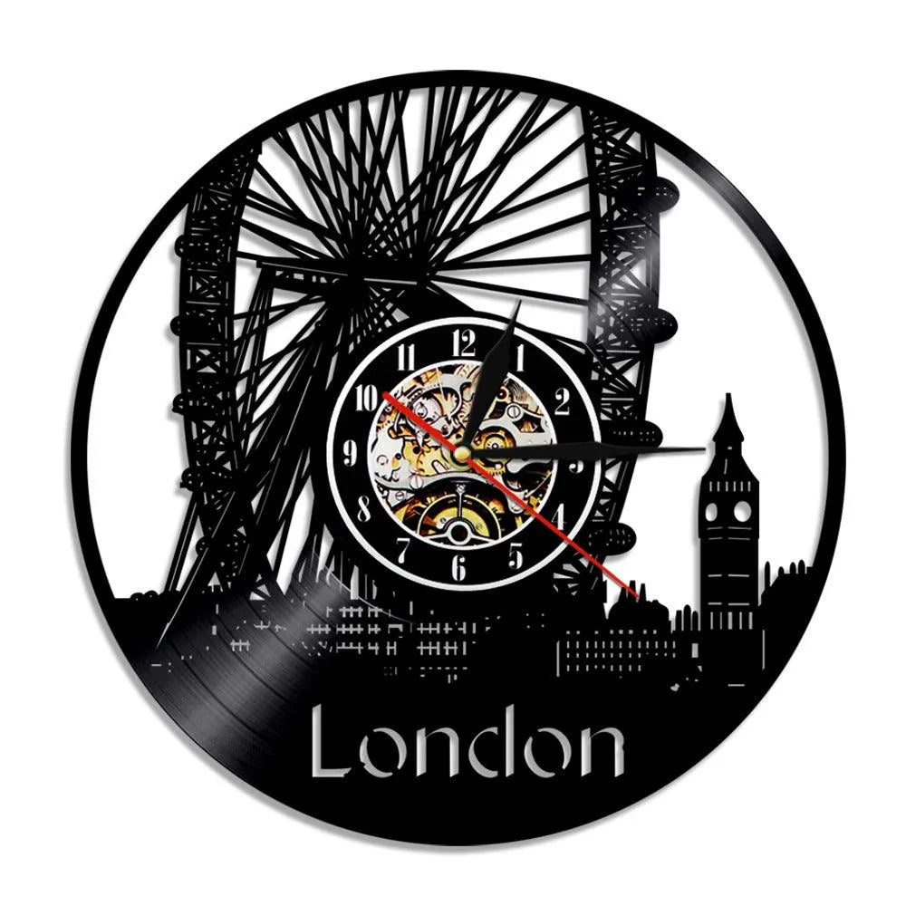 Wall Clock Vinyl Wall Clock Atlanta Skyline Vinyl Record Clock Georgia Wall Art Atlanta Wall Decor Vinyl Clock Lights Silent Clock - EX-STOCK CANADA