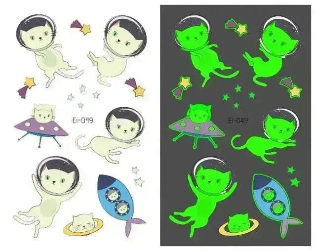 Waterproof kids aerospace luminous tattoo stickers - EX-STOCK CANADA