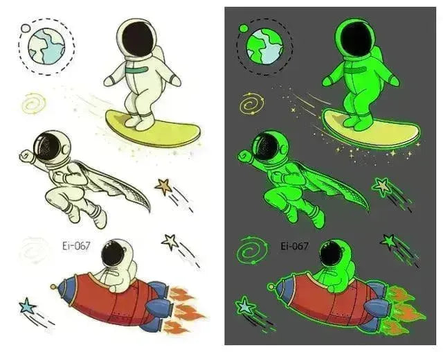 Waterproof kids aerospace luminous tattoo stickers - EX-STOCK CANADA