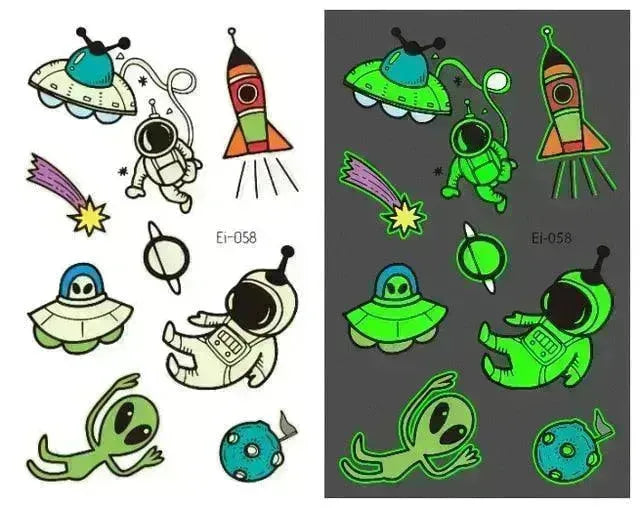 Waterproof kids aerospace luminous tattoo stickers - EX-STOCK CANADA