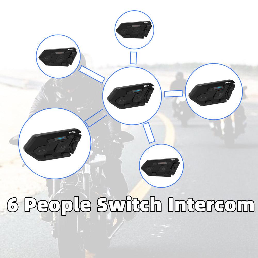 WAYXIN R6s Double Pack Intercom Motorcycle Bluetooth Headsets 1200 m up to 6 Riders with DSP & CVC Noise Reduction Waterproof Hands-Free Function Intercom Communication System - EX-STOCK CANADA