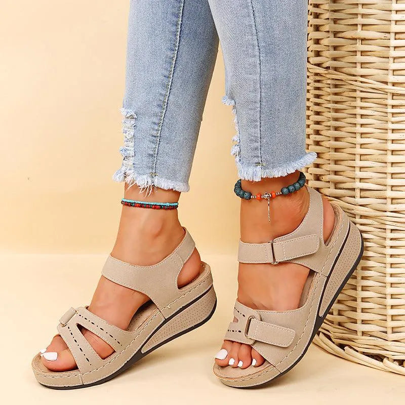 Wedge Sandals Summer Velcro Platform Shoes Women - EX-STOCK CANADA