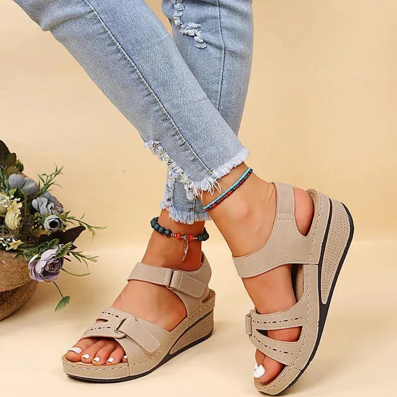 Wedge Sandals Summer Velcro Platform Shoes Women - EX-STOCK CANADA