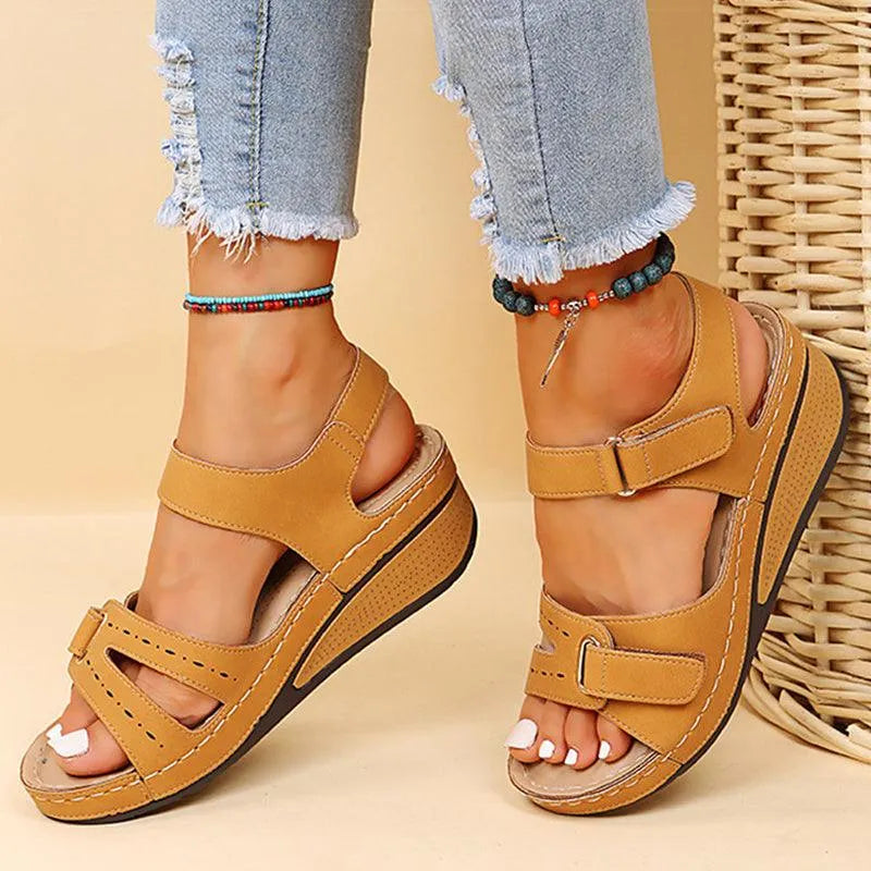 Wedge Sandals Summer Velcro Platform Shoes Women - EX-STOCK CANADA