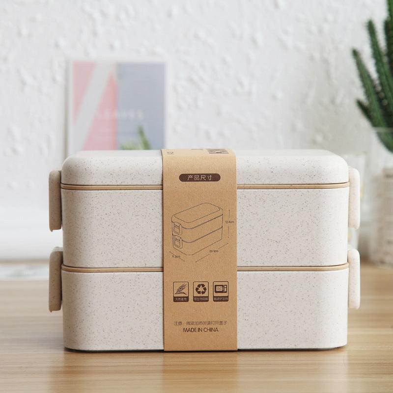 Wheat Straw Lunch Box Japanese Tableware Lunch Box Microwave Oven Student Multi-layer Lunch Box Sushi Box Double-layer Lunch Box Custom Logo - EX-STOCK CANADA