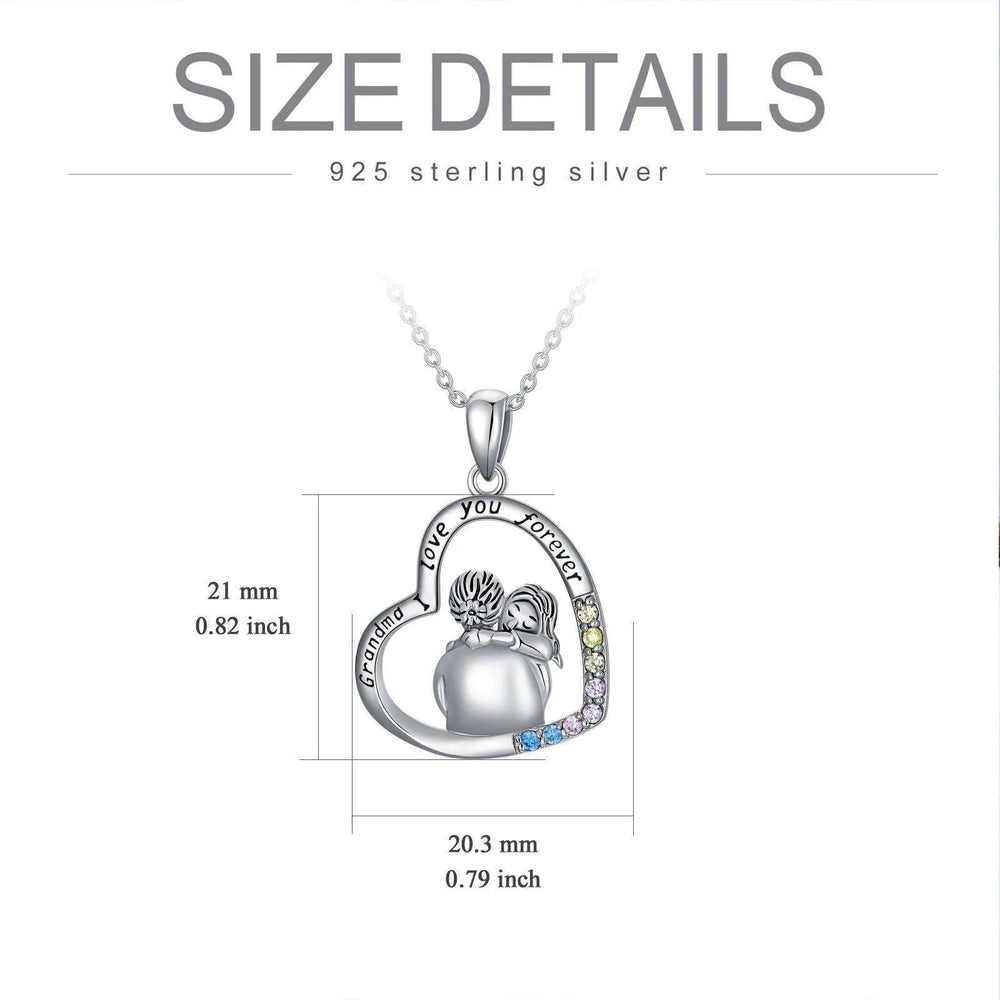 White Gold Plated Sterling 925 Silver Cubic Zirconia Granny Necklace - EX-STOCK CANADA