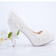 White Lace Flower High Heels Tassel Bridal Wedding Bridesmaid Shoes - EX-STOCK CANADA