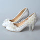 White Lace Flower High Heels Tassel Bridal Wedding Bridesmaid Shoes - EX-STOCK CANADA