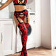 Wild Leopard Print Mesh Hollow Lingerie Stockings Sexy Lingerie Set - EX-STOCK CANADA