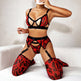 Wild Leopard Print Mesh Hollow Lingerie Stockings Sexy Lingerie Set - EX-STOCK CANADA